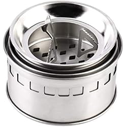 Réchaud de camping en acier inoxydable portable Réchaud à bois pour le feu de bois Fournaise Poêle léger à barbecue BBQ Poêle à l'alcool solidifié Argent