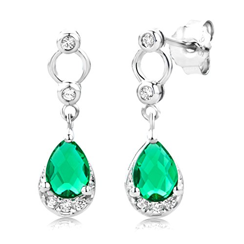 ByJoy Pendientes de Plata con Esmeralda para Mujer 0.92 ct