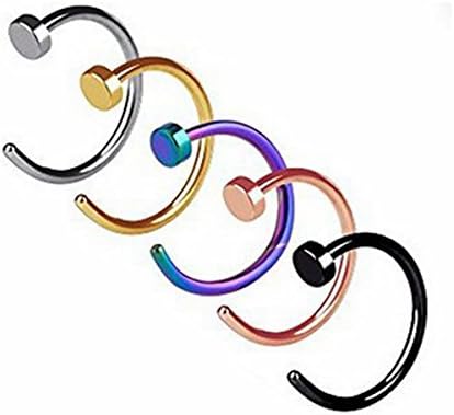Besflily 5PCS 20G Stainless Steel Nose Ring Body Piercing Jewelry Mixed Color Nose Hoop Ring