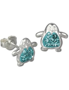 Tee-Wee Kinder Ohrring Pinguin Zirkonia türkis 925 Sterling Silber Kinderohrstecker Glitzer Kinderschmuck SDO8004T