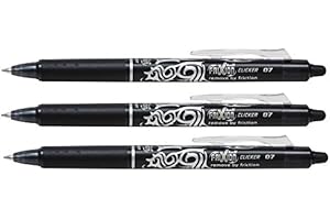 Pilot Frixion Clicker 0.7mm Tip Erasable Ink Gel Pen Tattoo Design Black Ink (Pack of 3) Supplied Loose