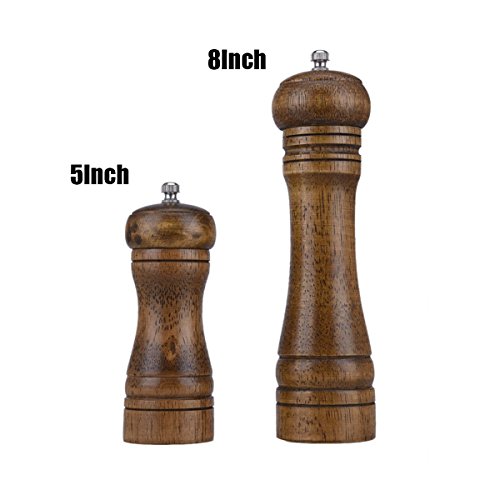 Manuelle Pfeffermühle Eiche Holz Gewürzmühlen Mills 2 Größe Kreative Küche Werkzeuge von S & K 14.5*5cm braun