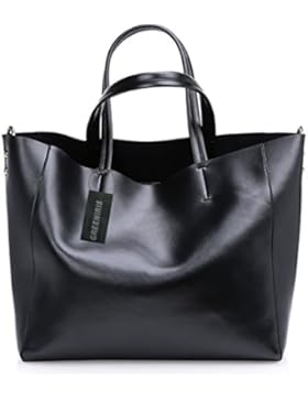 Greeniris Groß Damen Handtasche Echtleder Schultertasche 2 in 1 Set