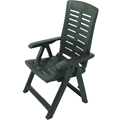 Klappbarer Gartenstuhl Klappstuhl Klappsessel Hochlehner 5-fach verstellbar Balkonmöbel Terrassenmöbel Gartenmöbel Kunststoff – Grün - 2