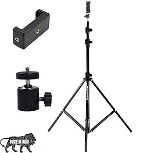 Prolite Tripod Kit with 9 Ft Light Stand, Mobile Holder, Mini Ball Head for Indoor, Outdoor and Travel Photo Video Shoots