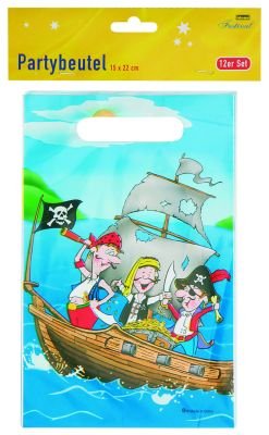 Idena 8270105 - Piraten Geschenktüten, 12 Stück, mehrfarbig