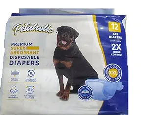 Pet Town Premium Super Absorbent | Leak Proof Protection Disposable Pet Diapers for Female Dog with Adjustable Tail Hole (XX-Large, 36cm X 60cm,12 pcs)