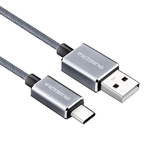 VicTsing 1m USB 3.1 Typ C Type C auf USB 2.0 Männlich to Männlich Nylon Braided Kabel Adapter mit Reversiblen Connector für Macbook 12inch 2015, ChromeBook Pixel, Nokia N1, Nexus 5x Nexus 6P usw. - Space Grau