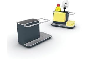 Joseph Joseph - Diskbänk caddy arrangör med svamphållare och diskhanddukshållare, kökstillbehör, grå, medium