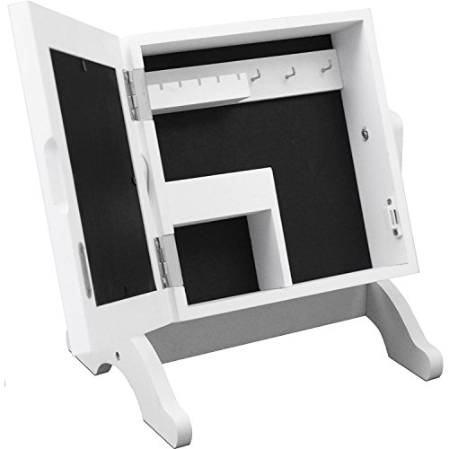 Schmuckschrank mit Spiegel Schmuckkasten Schmuckkästchen Schmuckkommode Schmuck Weiß - 2