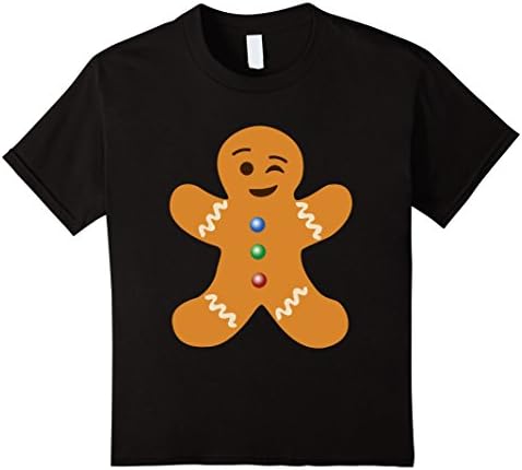 Kids Gingerbread Man Emoji T-Shirt One Eye Wink Shirt 8 Black