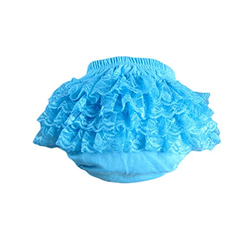 Girl Baby's Cotton Lace Ruffle Bloomer and Underwears Nappy,Blue,Small Size
