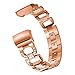 Produktbild Fcostume Stilvolle D-Word-Metallarmbänder Ersetzen Verstellbare Träger mit Strasssteinen für Fitbit Charge 3 (Rotgold)
