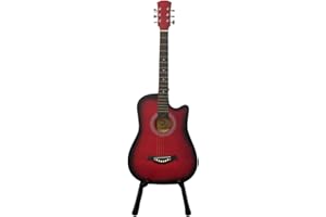 SUPERGIFT.COM 38 Inch Full Size Acoustic Guitar Classical Cutaway Design Hardwood Finish & Steel Strings with Bag (Red)