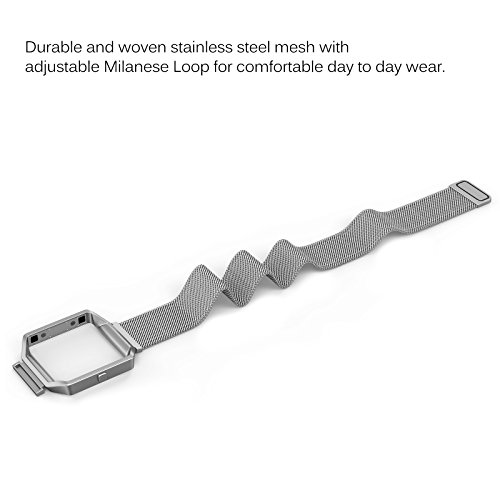 Fitbit Blaze Frame + Armband (5,9-9,4 Zoll), Swees Milanaise Edelstahl Replacement Wrist Band Strap Watchband Uhrenarmband mit Magnet-Verschluss und Metallrahmen für Fitbit Blaze Smart Fitness Watch - 7