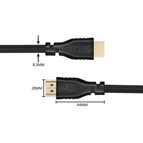Portta HDMI Cable Kabel HDMI v2.0 kompatibel High Speed mit Ethernet 2m - 4