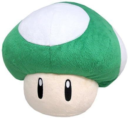 Little Buddy USA Super Mario Series 11" Large 1UP Green Mushroom Pillow Plush by Japan VideoGames
