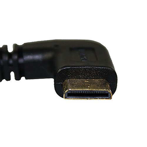 COM-FOUR® Mini HDMI Stecker links gewinkelt auf HDMI Stecker gerade Spiralkabel vergoldet schwarz – 1 Stück - 3
