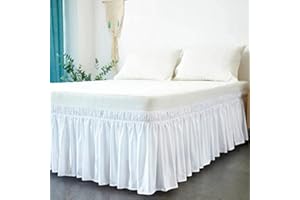 POIUYT Falda de Cama con Volantes Elástico, Prueba De Polvo Plisado Cordón Faldón de Cama, Suave Microfibra Funda de Cama DecoracióN De Dormitorio/Hotel (Color : White, Size : 135 * 200+30cm)