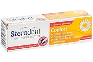 STERADENT Lot de 3 Crèmes Fixative Confort à la Camomille Tube de 40 g