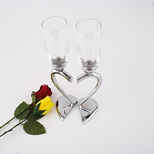 1 Set (2-teilig) Kreative Sektgläser/hochwertige Weingläser/Gläser mit Fuß/ herzförmig Liebespaar Hochzeit 2er Set Gläser - 5