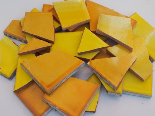900g Bruchmosaik, Mosaikfliesen aus handgefertigten mexikanischen Fliesen - Mango Gelb - Töne