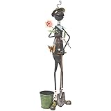 com-four Figura de Deco Hormiga con Flor y Pala, Figura de jardín Hecha de Metal Pintado de...