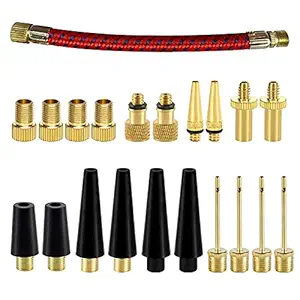 21PCS Bike Tire Valve Adapters Ball Pump Adapters Kit as Inflation Devices and Accessories fit for Standard Pump or Air Compressor(Gold) -Layfoo