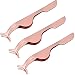 3 Pack Eyelashes Clip Stainless Steel False Eyelashes Extension Applicator Tool Fish Tail Clip Tweezers Nipper Tool (Rose Gold)