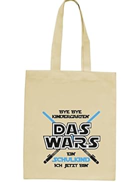 Einschulungsgeschenk Erstklässler natur Jutebeutel Bye Bye Kindergarten -ein Schulkind ich jetzt bin