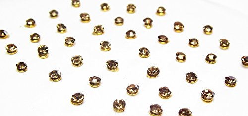 45 INDIVIDUAL GOLD BINDI GLITTER CRYSTAL SELF ADHESIVE DIAMANTE GEM BRIDAL TIKKA DOT BOLLYWOOD FESTIVAL FANCY DESIGNER FASHION TATTOO (DIAGOL)