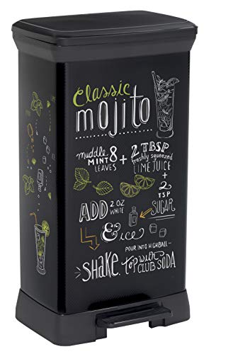 CURVER 244953 Poubelle à pédale rectangulaire 50L-Décor Mojito, 72 x 39 x 29 cm