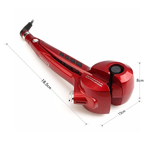 LUCKYFINE Funktion Dampf Schlafwickler Haar Dampf Schalter Curling Iron Red ¨C Display Digital LCD-Ranken, 3 Wege, 3 Einstellungen von Zeit, & 3 Temperaturstufen - 3