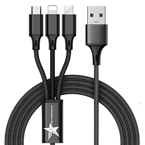 Multi cavo caricatore 3-in-1 nylon intrecciato più veloce con cavo di ricarica micro USB/USB tipo C connettore compatibile per telefono cellulare x/XS/XR/XS max/7/8 Plus/Galaxy S8/9 cavi dati e più