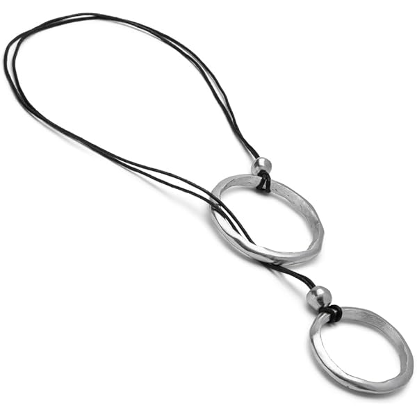 VLNET® | Vestopazzo collana pendente filo con 2 ciondoli a forma di cuore o cerchio | alluminio 100% riciclato | lunghezza regolabile | lavorazione artigianale (2 cerchi