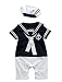 Healthy Clubs Baby Boy One Piece Romper with Hat Sailor Suit