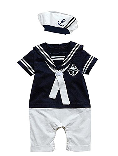 Healthy Clubs Baby Boy One Piece Romper with Hat Sailor Suit