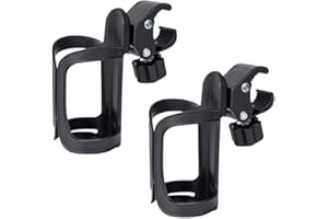 OYYXNN Stroller Cup Holder,Universal Pram Bicycle Pushchair Cup Holder, 360 Degree Rotation ABS Adjustable Drink Coffee Bottle Organizer Accommodate for Baby Bottles, Bike and Beverage Bottles
