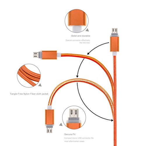 iMusi Micro USB Kabel für Android Smartphone mit LED High Speed [Syncwire & Ladekabel] – Lebenslange Garantieserie – für Samsung Galaxy, HTC, Huawei, Sony, Nexus, Nokia, Kindle und mehr Orange - 2