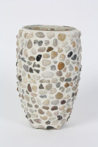 Deko Vase aus Glas mit Flusssteinen besetzt, Vase mit Steinen, 25 cm x 16 cm