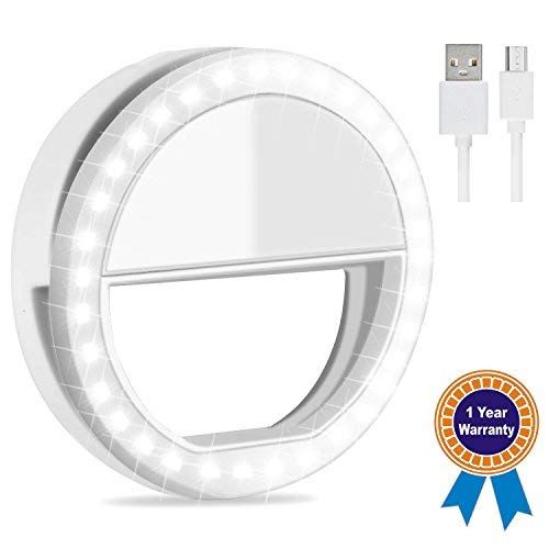 Carryme Selfie Phone Ring Light Recargable, USB Recargable Portátil 36 LED Clip en Blanco Belleza Flash Relleno en luz Webcast