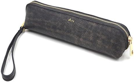 Pen Case,Leather Multi-functional Pencil Bag (Black)