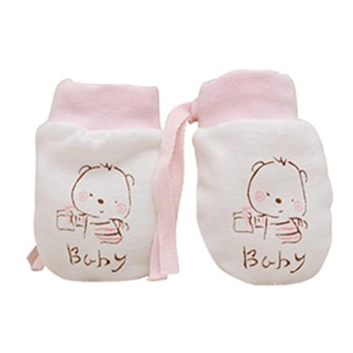 Vovotrade® Baby Infant Boys Girls Cute Cartoon Anti Scratch Mittens Soft Rope Gloves Gift (Pink)