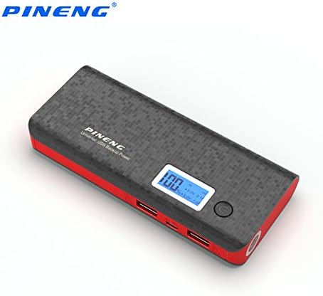 PINENG 10000mAh Portable Charger Power Bank with 2 USB Outputs LED Indicator External Battery For iPhone, iPad and Samsung Galaxy Smart Phones and More (black )