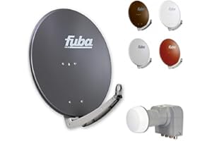 Fuba Digital Sat-Anlage 4 Teilnehmer | Sat Komplettset - Premium Aluminium Sat Schüssel Fuba DAA 780 in Wunschfarbe + DEK 417 Quad LNB 4 Teilnehmer 8K, 4K, UHD, HDTV und 3D-kompatibel