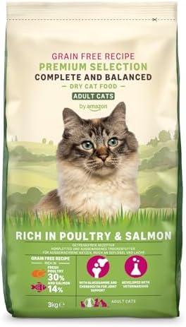 by Amazon Grainfree Recipe - Cibo secco per gatti adulti con salmone fresco, 3 kg