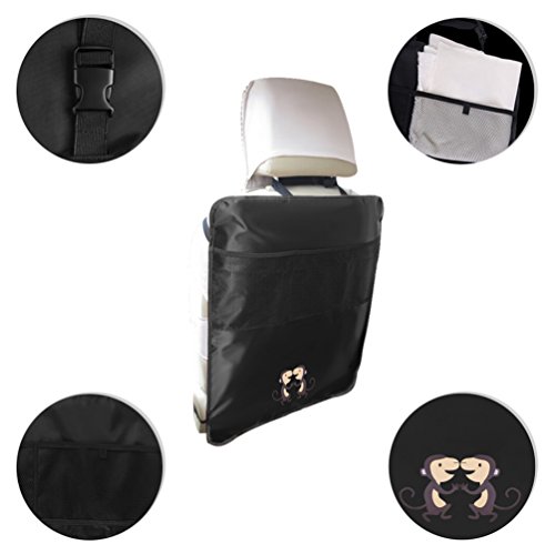 NuoYo Rücksitz Organizer,Rücksitztasche Kinder,Kickmatte Auto,Wasserdicht,Schmutzabweisend Hohe,Qualität,Passend für Die Meisten Sitze,2 Stück,Schwarz - 5