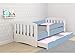 Produktbild naka24 Classik Kinderbett Jugendbett mit Schublade, Matratze und Lattenrost - mod.1 (140x70 cm mit Schublade, Blau // Matraze: Kokos Buchweizen Schaumstoff)
