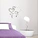 Produktbild Dekorative Wanduhr abnehmbarer Spiegel Plexiglas (50 x 47 cm) Anzahl Teile 19, Modern Art Muster Ornament Design Herz Love Aufkleber Silent Hintergrund Dekoration Perfektes Design für Zuhause, Offic