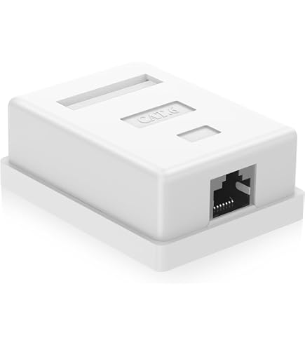 Prise Réseau RJ45 Cat6A Prise Ethernet Murale Netzwerkdose Aufputz Cat6A, 2 Stück LAN Dose 1 Port RJ45 Geschirmt Für Ethernet Netzwerk 10 Gbit/s 500 MHz, T568A/B Kompatibel Werkzeugfrei Montage Für Wand Büro